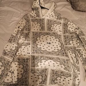 Dogg Supply Paisley Patterned Hoodie - Black and White